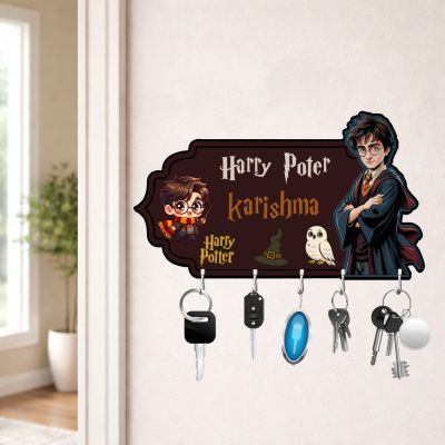 Wooden Wizard Theme Key Holder with 5 Hooks for Wall Decor in harry porter theme